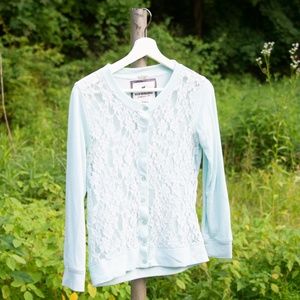 Light Blue Lace Button Down Cardigan